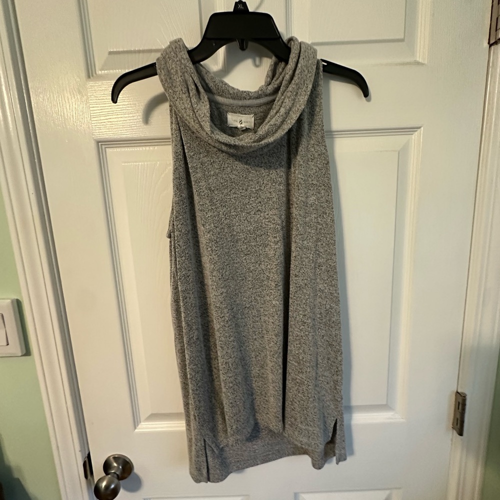 Lou & Grey Heathered Gray Cowl Neck Top